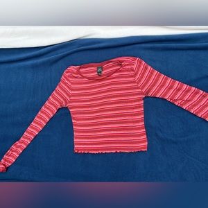 small striped target long sleeve crop top